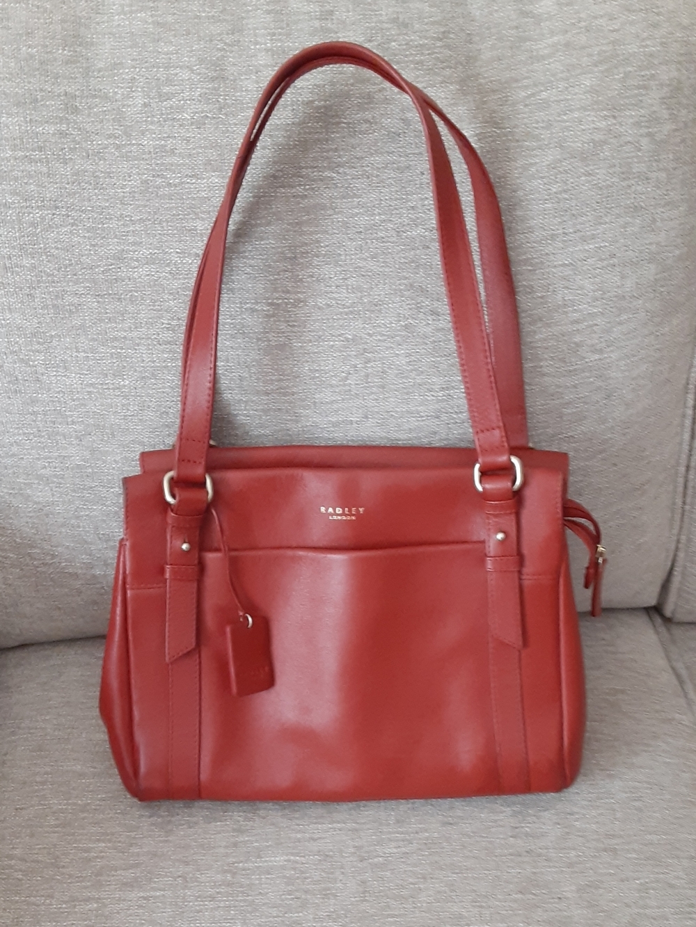 RADLEY LONDON Red Leather Double-Handle Shoulder Bag